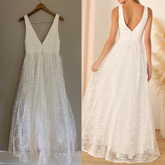 NWOT Sweetest Beloved White Mesh Embroidered Sleeveless Maxi Dress - Picture 3 of 8